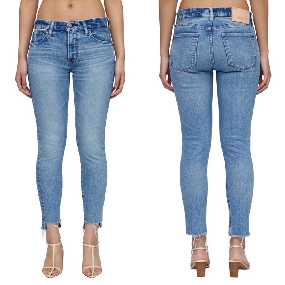 Moussy Vintage Blossom Skinny Jeans Light Blue Mid-Rise Raw Step Hem Wom… - Picture 3 of 16